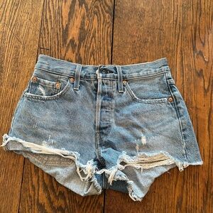 Levi's Blue Distressed Jean Shorts